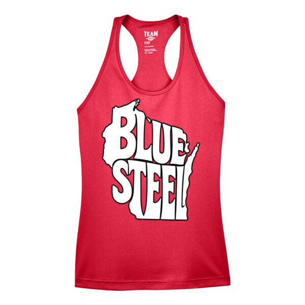 Blue Steel Wisconsin Logo - Women's Zone Performance Racerback Tank Thumbnail