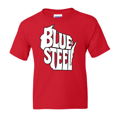 Blue Steel Wisconsin Logo - DryBlend® Youth T-Shirt Thumbnail