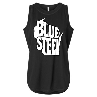Blue Steel Wisconsin Logo - Women's Relaxed Fine Jersey Tank Thumbnail