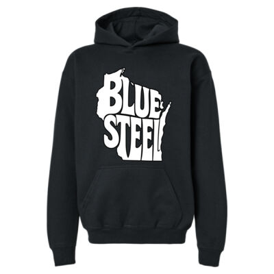 Blue Steel Wisconsin Logo - Youth Softstyle® Midweight Hooded Sweatshirt Thumbnail