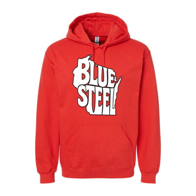 Blue Steel Wisconsin Logo - Unisex Softstyle® Midweight Hooded Sweatshirt Thumbnail