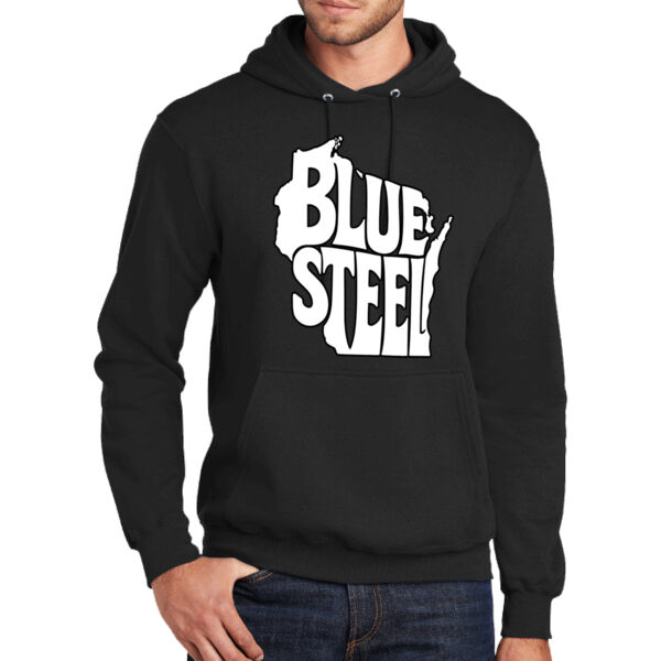 Blue Steel Wisconsin Logo - Tall Core Fleece Pullover Hooded Sweatshirt Thumbnail