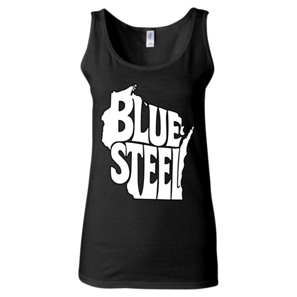 Blue Steel Wisconsin Logo - Women's Softstyle® Tank Top Thumbnail
