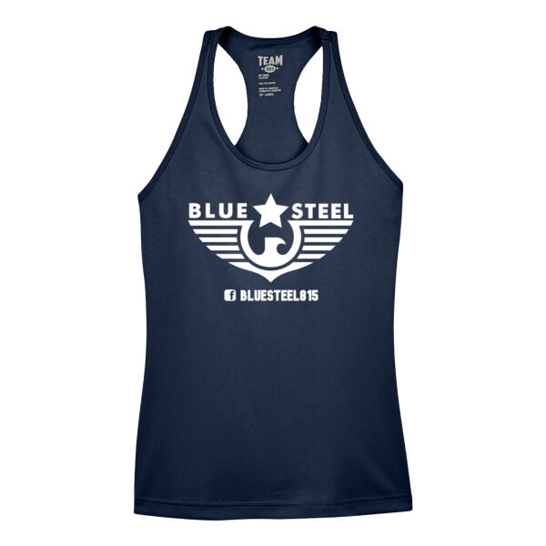 Blue Steel Logo 2 - Women's Zone Performance Racerback Tank Thumbnail