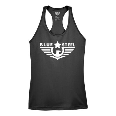 Blue Steel Logo 3 - Women's Zone Performance Racerback Tank Thumbnail