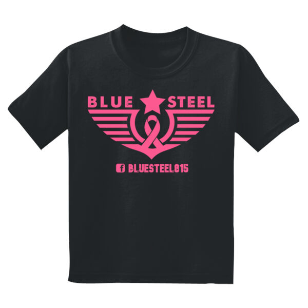 Blue Steel Breast Cancer Awareness - Youth DryBlend ® 50 Cotton/50 Poly T Shirt Thumbnail