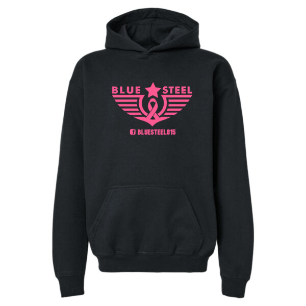 Blue Steel Breast Cancer Awareness - Youth Softstyle® Midweight Hooded Sweatshirt Thumbnail